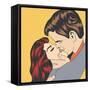 Pop Art Kissing Couple-Eva Andreea-Framed Stretched Canvas