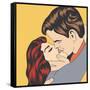 Pop Art Kissing Couple-Eva Andreea-Framed Stretched Canvas