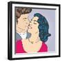 Pop Art Kissing Couple-Eva Andreea-Framed Art Print