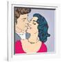 Pop Art Kissing Couple-Eva Andreea-Framed Art Print