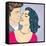 Pop Art Kissing Couple-Eva Andreea-Framed Stretched Canvas