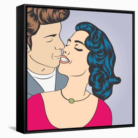 Pop Art Kissing Couple-Eva Andreea-Framed Stretched Canvas