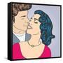 Pop Art Kissing Couple-Eva Andreea-Framed Stretched Canvas