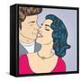 Pop Art Kissing Couple-Eva Andreea-Framed Stretched Canvas