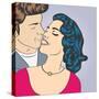 Pop Art Kissing Couple-Eva Andreea-Stretched Canvas