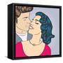 Pop Art Kissing Couple-Eva Andreea-Framed Stretched Canvas