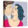 Pop Art Kissing Couple-Eva Andreea-Stretched Canvas