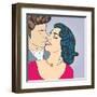 Pop Art Kissing Couple-Eva Andreea-Framed Art Print