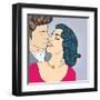 Pop Art Kissing Couple-Eva Andreea-Framed Art Print