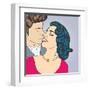 Pop Art Kissing Couple-Eva Andreea-Framed Art Print