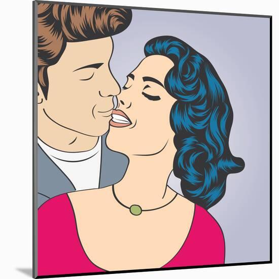 Pop Art Kissing Couple-Eva Andreea-Mounted Art Print