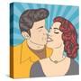 Pop Art Kissing Couple-Eva Andreea-Stretched Canvas