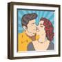 Pop Art Kissing Couple-Eva Andreea-Framed Art Print