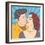 Pop Art Kissing Couple-Eva Andreea-Framed Art Print