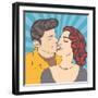 Pop Art Kissing Couple-Eva Andreea-Framed Art Print