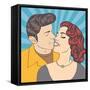 Pop Art Kissing Couple-Eva Andreea-Framed Stretched Canvas