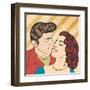 Pop Art Kissing Couple-Eva Andreea-Framed Art Print