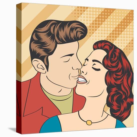 Pop Art Kissing Couple-Eva Andreea-Stretched Canvas