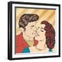 Pop Art Kissing Couple-Eva Andreea-Framed Art Print