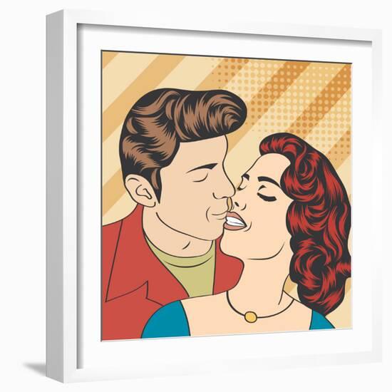 Pop Art Kissing Couple-Eva Andreea-Framed Art Print