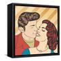 Pop Art Kissing Couple-Eva Andreea-Framed Stretched Canvas