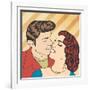 Pop Art Kissing Couple-Eva Andreea-Framed Art Print