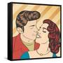 Pop Art Kissing Couple-Eva Andreea-Framed Stretched Canvas