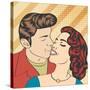 Pop Art Kissing Couple-Eva Andreea-Stretched Canvas