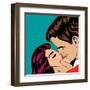 Pop Art Kissing Couple-Eva Andreea-Framed Art Print