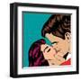 Pop Art Kissing Couple-Eva Andreea-Framed Art Print