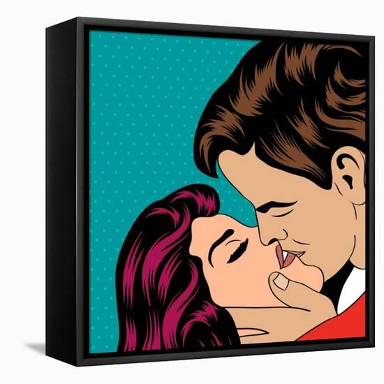 Pop Art Kissing Couple-Eva Andreea-Framed Stretched Canvas