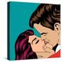 Pop Art Kissing Couple-Eva Andreea-Stretched Canvas