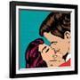 Pop Art Kissing Couple-Eva Andreea-Framed Art Print