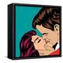 Pop Art Kissing Couple-Eva Andreea-Framed Stretched Canvas