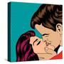 Pop Art Kissing Couple-Eva Andreea-Stretched Canvas