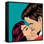 Pop Art Kissing Couple-Eva Andreea-Framed Stretched Canvas