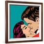 Pop Art Kissing Couple-Eva Andreea-Framed Art Print