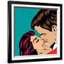 Pop Art Kissing Couple-Eva Andreea-Framed Art Print