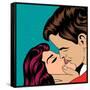 Pop Art Kissing Couple-Eva Andreea-Framed Stretched Canvas