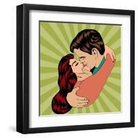 Pop Art Kissing Couple-Eva Andreea-Framed Art Print