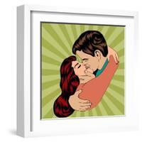 Pop Art Kissing Couple-Eva Andreea-Framed Art Print