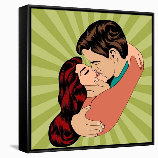 Pop Art Kissing Couple-Eva Andreea-Framed Stretched Canvas