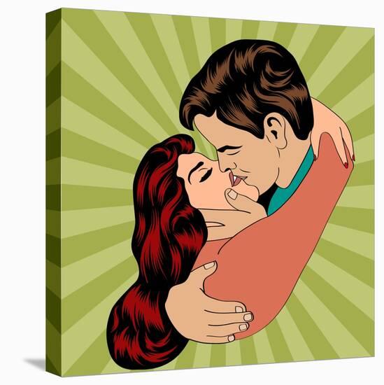 Pop Art Kissing Couple-Eva Andreea-Stretched Canvas
