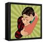 Pop Art Kissing Couple-Eva Andreea-Framed Stretched Canvas