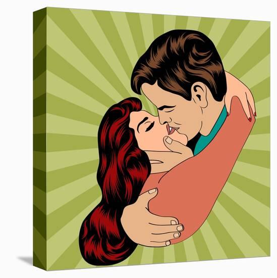 Pop Art Kissing Couple-Eva Andreea-Stretched Canvas