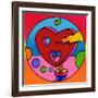 Pop Art Lightning Heart Circle-Howie Green-Framed Giclee Print