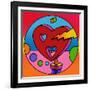 Pop Art Lightning Heart Circle-Howie Green-Framed Giclee Print