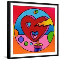 Pop Art Lightning Heart Circle-Howie Green-Framed Giclee Print