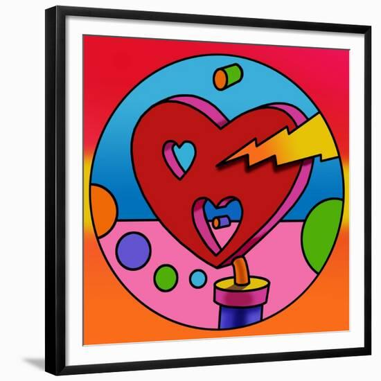 Pop Art Lightning Heart Circle-Howie Green-Framed Giclee Print