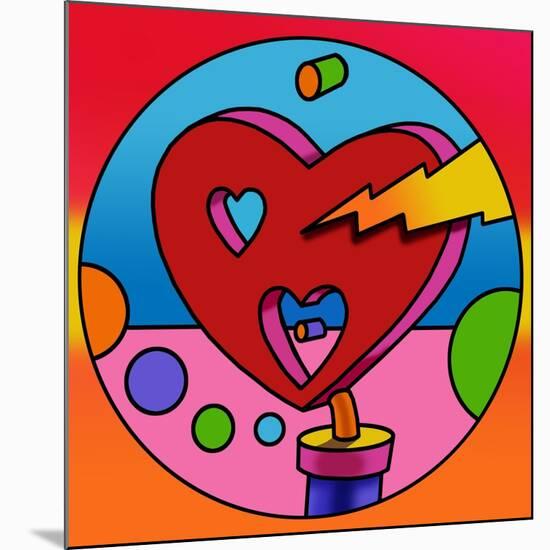 Pop Art Lightning Heart Circle-Howie Green-Mounted Giclee Print